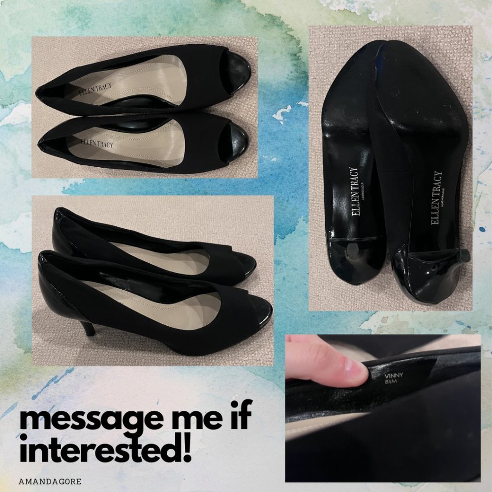 Ellen Tracy Black Heels size 8 1/2 Women